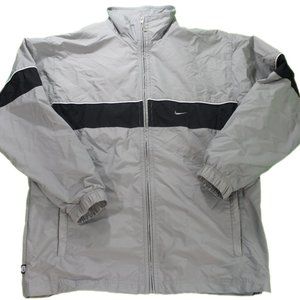 Nike Men's Gray and Black Long Sleeve Windbreaker